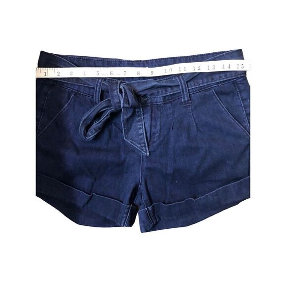 American Eagle blue denim cotton belted cuffed shorts with side pockets size 2 - Picture 5 of 11